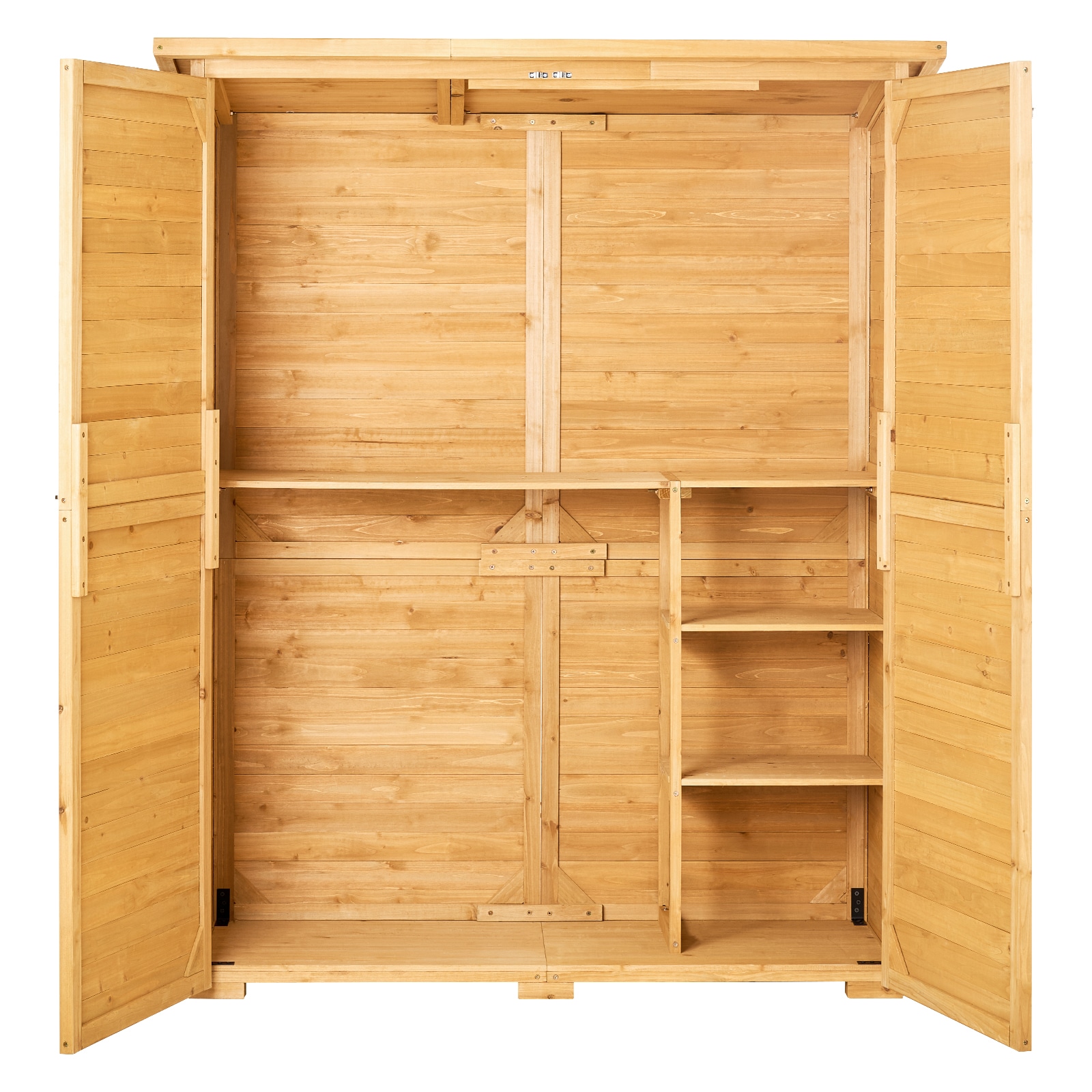 Outdoor Wooden Storage Shed Waterproof Garden Tool Metal Shed 55x67.5 Inch_maomaolike.com